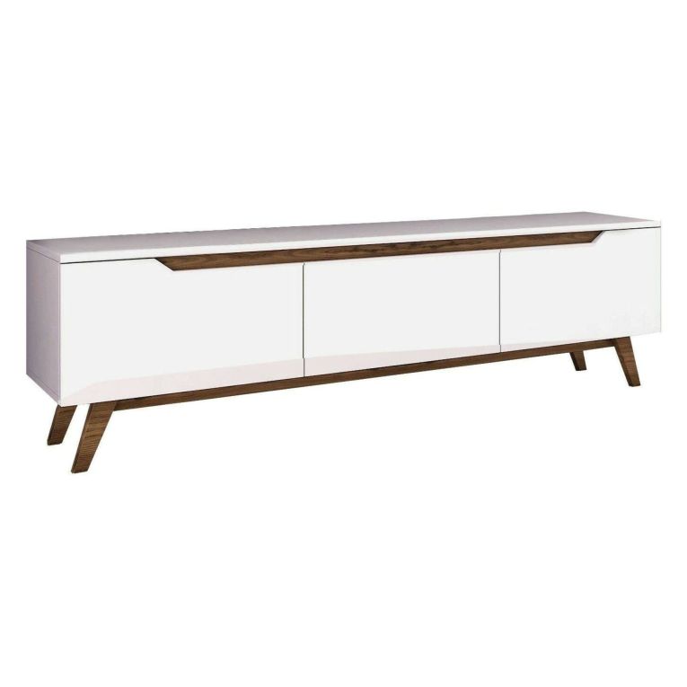 Porta TV bianco e noce 180x35x48h cm 3 ante - Apatite