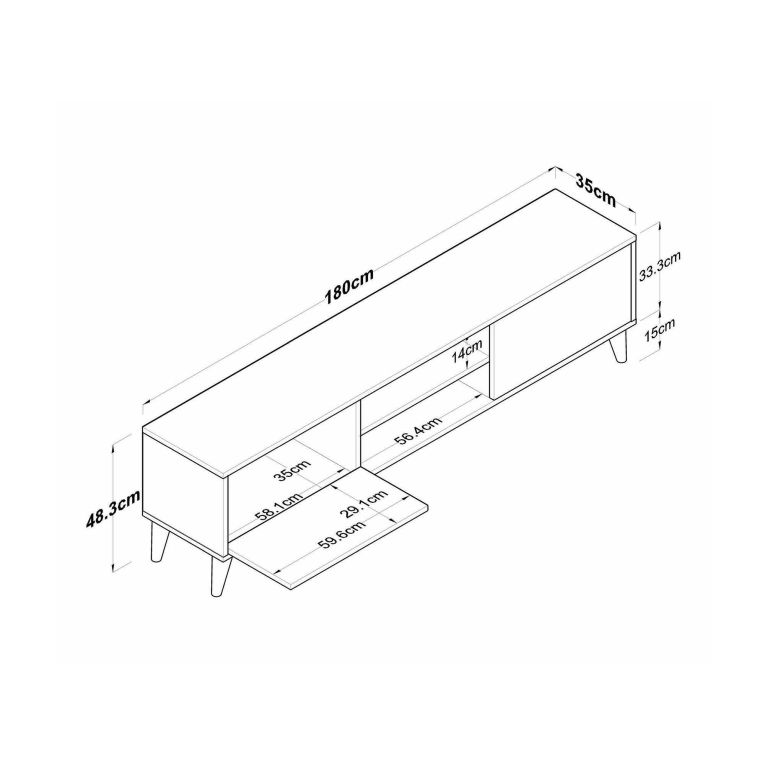 Porta TV bianco e noce 180x35x48h cm modulabile - Messalina