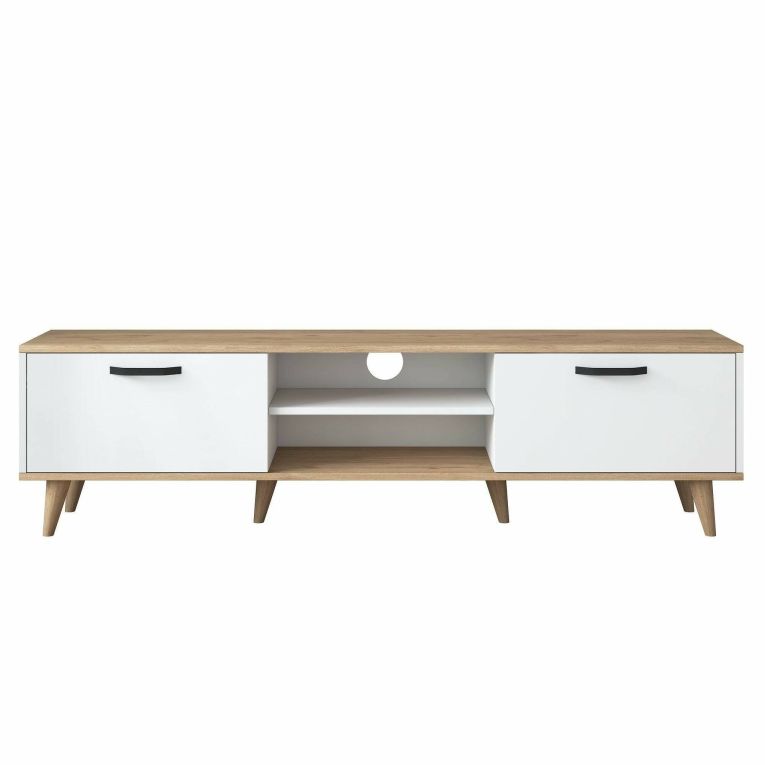 Porta TV bianco e noce 180x35x48h cm modulabile - Messalina