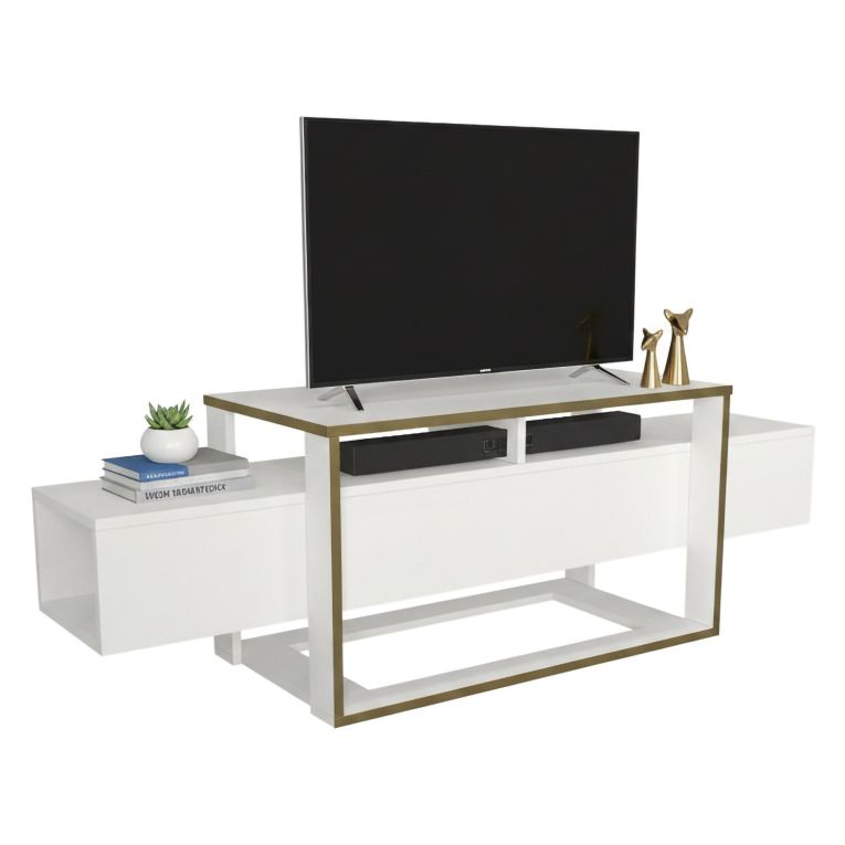 Porta TV bianco e oro 160x46x49h cm in legno - Jo