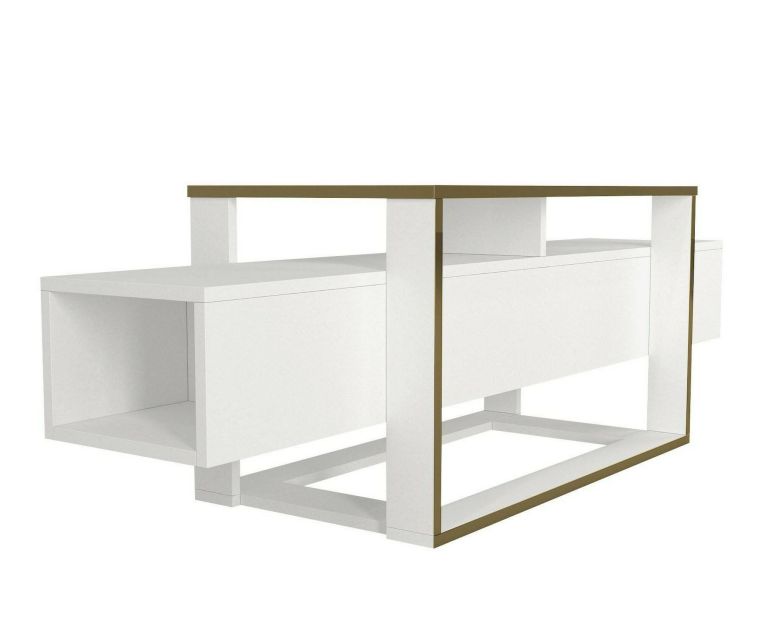 Porta TV bianco e oro 160x46x49h cm in legno - Jo