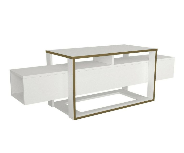 Porta TV bianco e oro 160x46x49h cm in legno - Jo