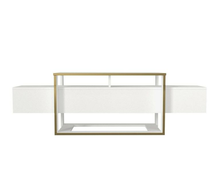 Porta TV bianco e oro 160x46x49h cm in legno - Jo