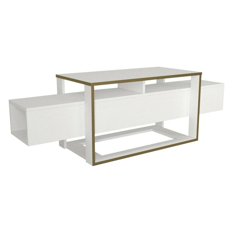 Porta TV bianco e oro 160x46x49h cm in legno - Jo
