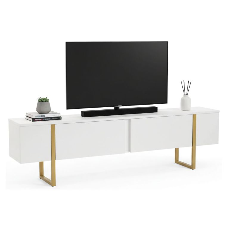 Porta TV bianco e oro 180x29x50h cm 2 ante - Lilith