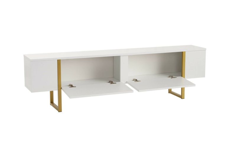 Porta TV bianco e oro 180x29x50h cm 2 ante - Lilith