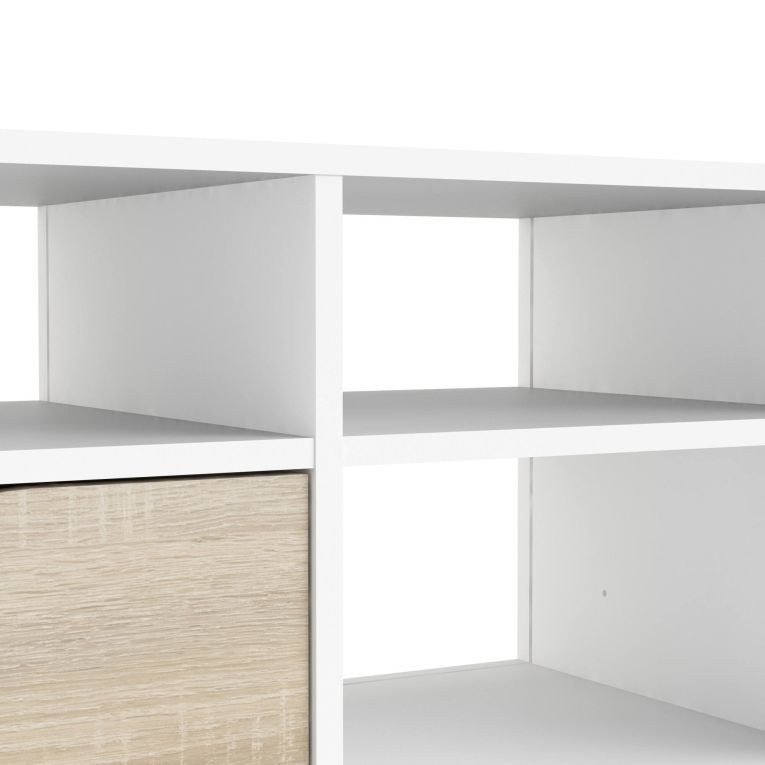 Porta TV bianco e quercia 117x39x57h cm in legno - Aliani