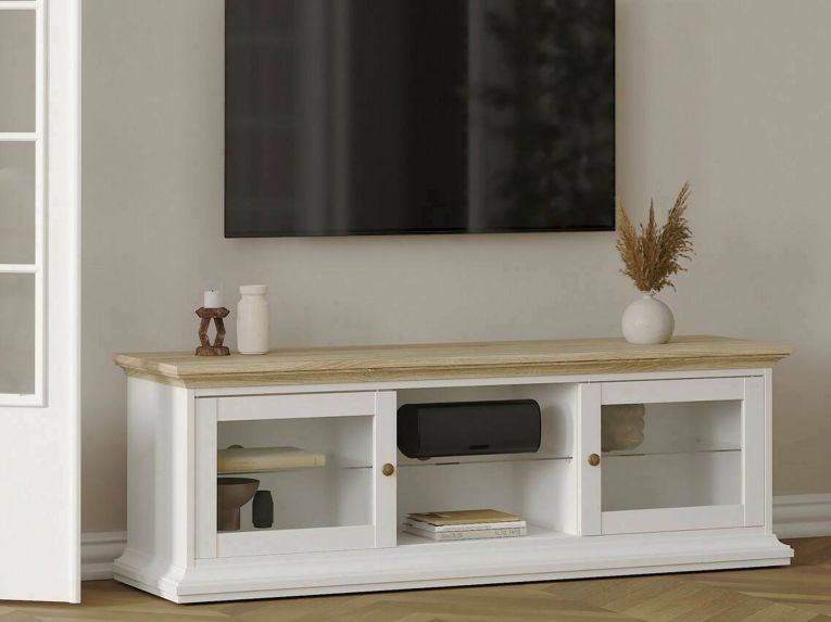 Porta TV bianco e quercia 149x41x50h cm 2 ante - Damrey