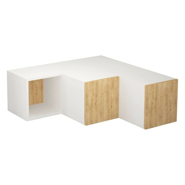 Porta TV bianco e quercia 90x92x32h cm 2 ante - Malachie