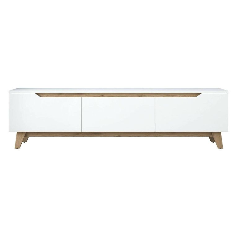 Porta TV bianco e rovere 180x35x48h cm 3 ante - Apatite