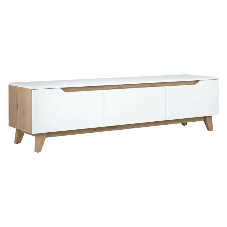 Porta TV bianco e rovere 180x35x48h cm 3 ante - Apatite
