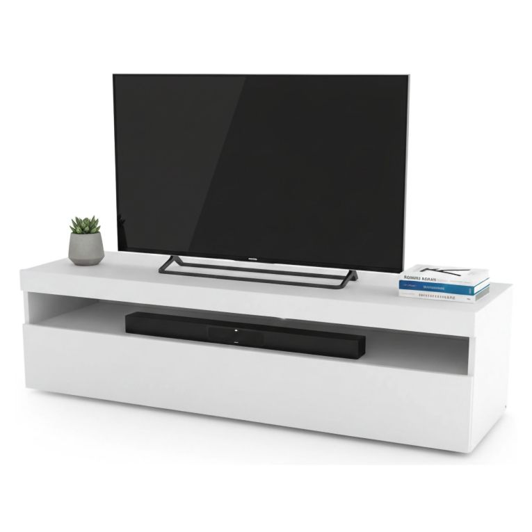 Porta TV bianco lucido 130x45x36h cm in legno - Adelicia