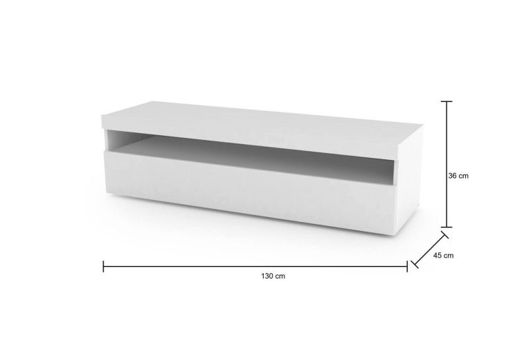 Porta TV bianco lucido 130x45x36h cm in legno - Adelicia