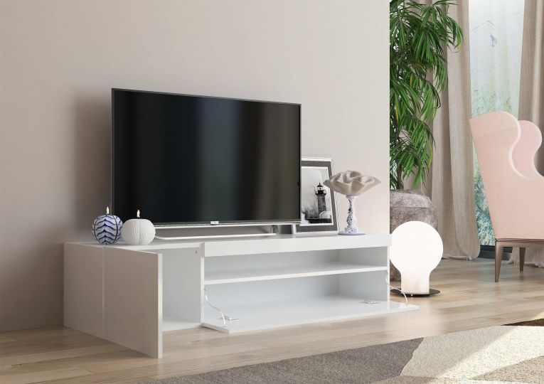 Porta TV bianco lucido 150x40x37h cm 2 ante - Ardy