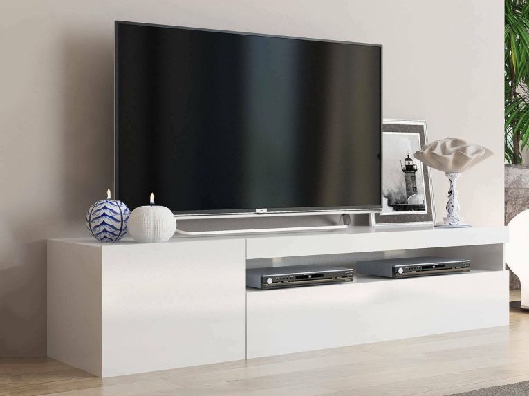 Porta TV bianco lucido 150x40x37h cm 2 ante - Ardy