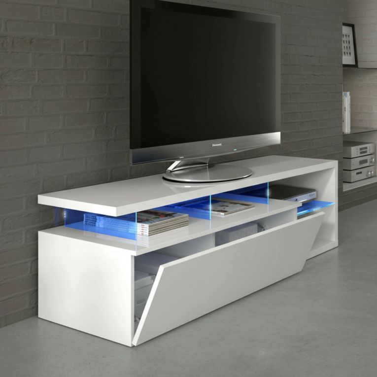 Porta TV bianco lucido 150x41x50h cm in legno - Amiuty