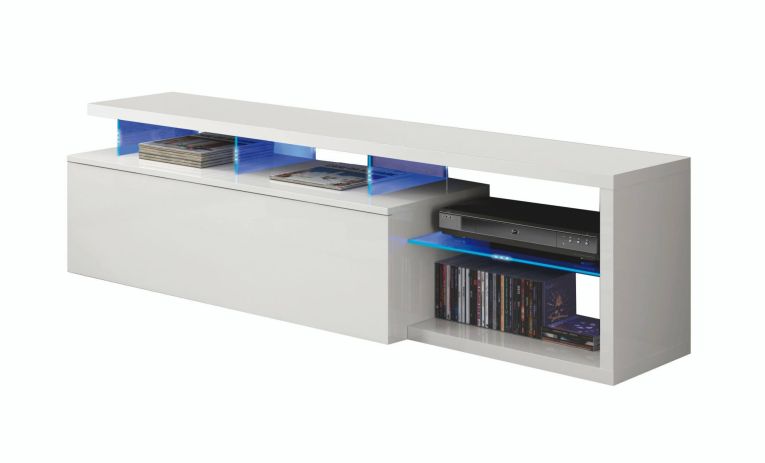 Porta TV bianco lucido 150x41x50h cm in legno - Amiuty