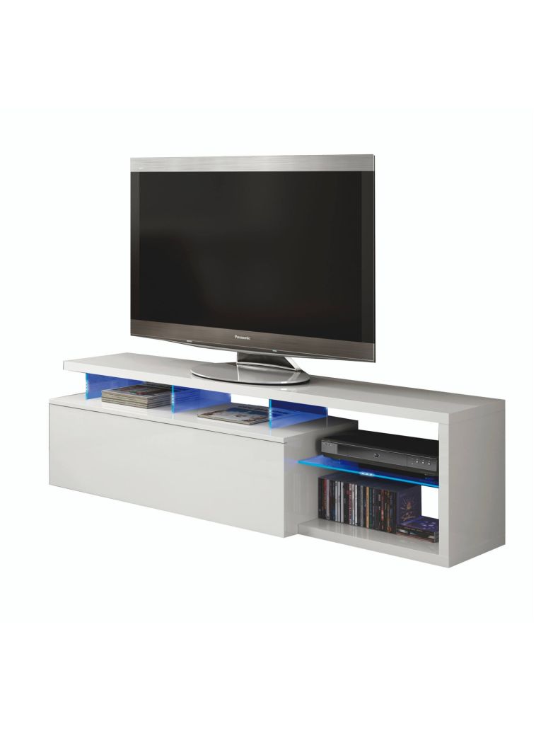 Porta TV bianco lucido 150x41x50h cm in legno - Amiuty
