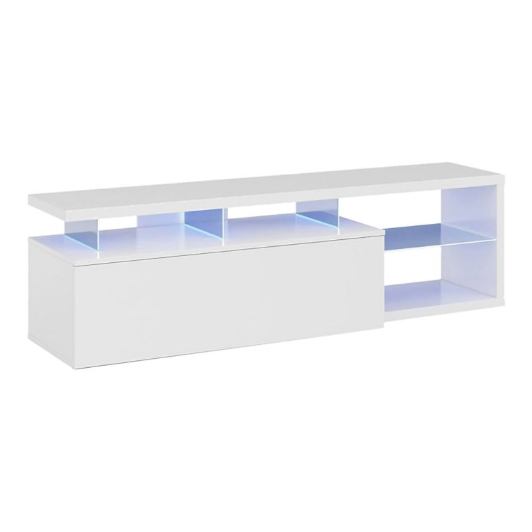 Porta TV bianco lucido 150x41x50h cm in legno - Amiuty