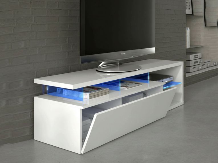Porta TV bianco lucido 150x41x50h cm in legno - Amiuty