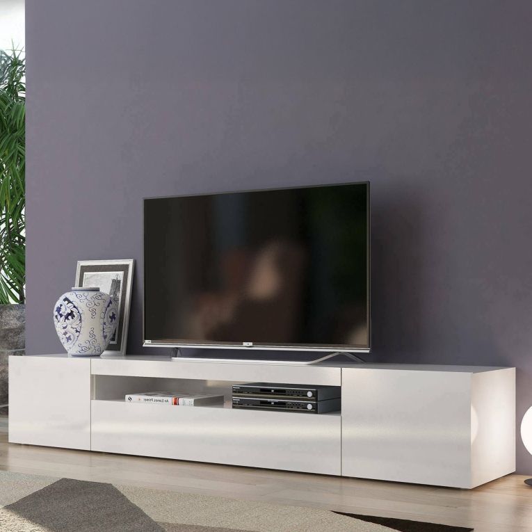 Porta TV bianco lucido 200x40x37h cm 3 ante - Amore