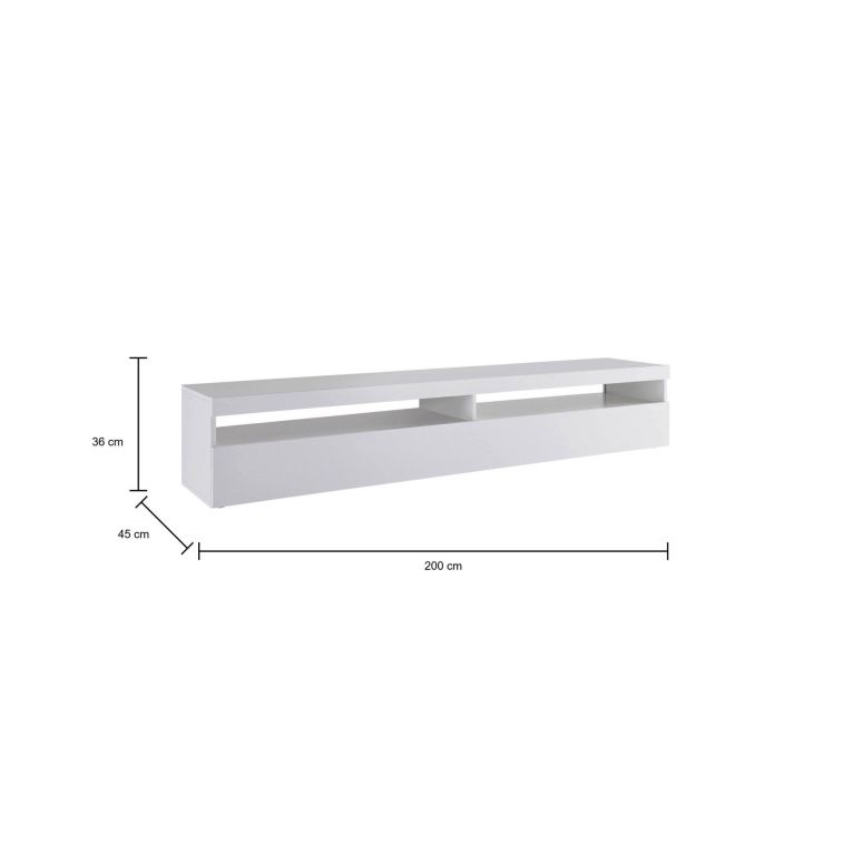 Porta TV bianco lucido 200x45x36h cm 2 ante - Akon