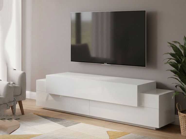 Porta TV bianco lucido 200x45x52h cm 3 ante - Arold