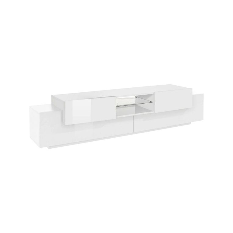 Porta TV bianco lucido 220x40x51h cm 4 ante - Amato