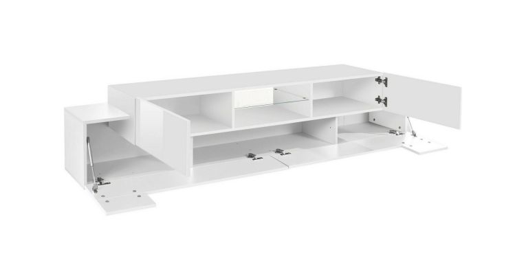 Porta TV bianco lucido 220x40x51h cm 4 ante - Amato