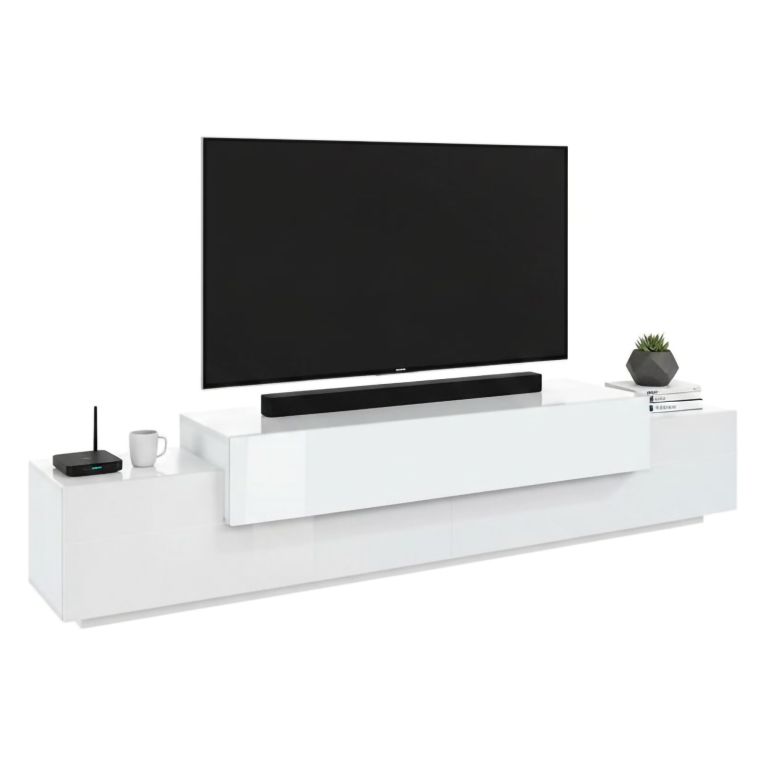 Porta TV bianco lucido 240x45x52h cm 3 ante - Tiche
