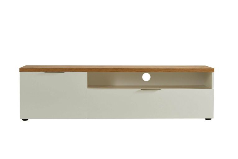 Porta TV bianco lucido e rovere 180x48x43h cm in legno - Manama