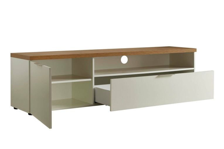 Porta TV bianco lucido e rovere 180x48x43h cm in legno - Manama
