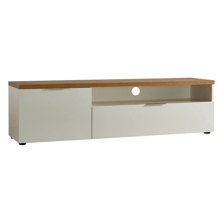 Porta TV bianco lucido e rovere 180x48x43h cm in legno - Manama