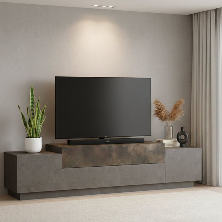 Porta TV bronzo 160x37x38h cm 2 ante - Abriola
