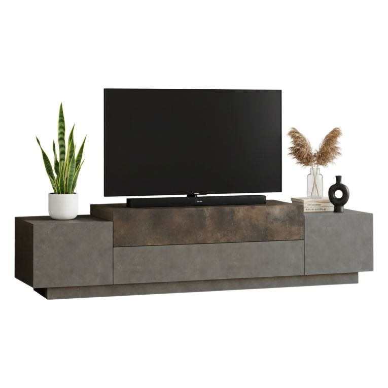 Porta TV bronzo 160x37x38h cm 2 ante - Abriola
