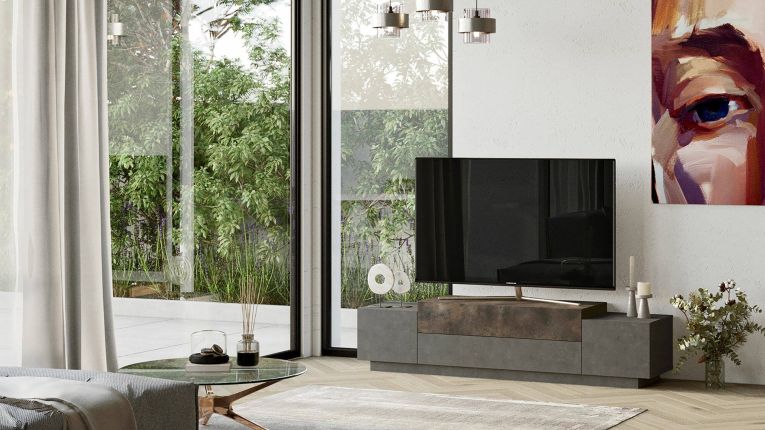 Porta TV bronzo 160x37x38h cm 2 ante - Abriola
