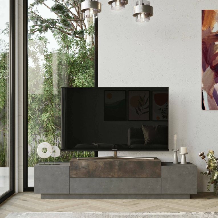 Porta TV bronzo 160x37x38h cm 2 ante - Abriola