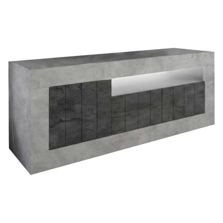Porta TV cemento e ardesia 138x42x56h cm 3 ante - Iole