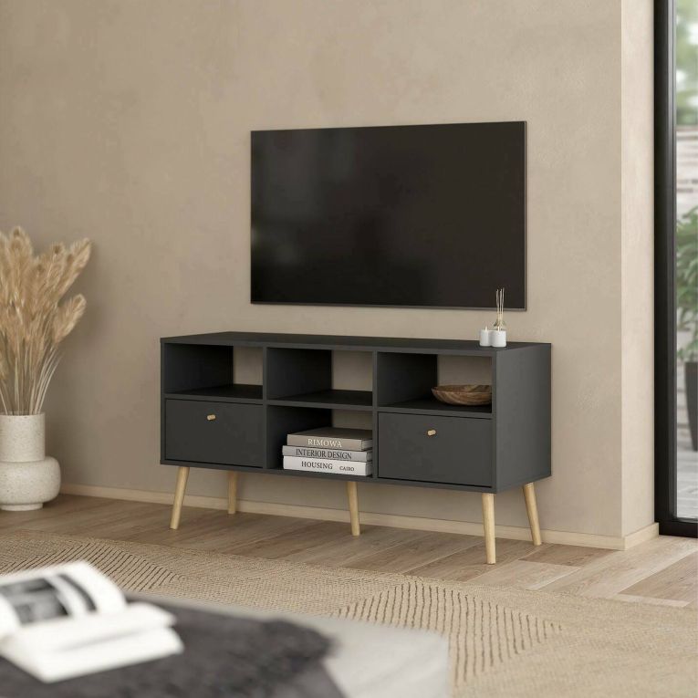 Porta TV grigio 117x39x60h cm in legno - Conte