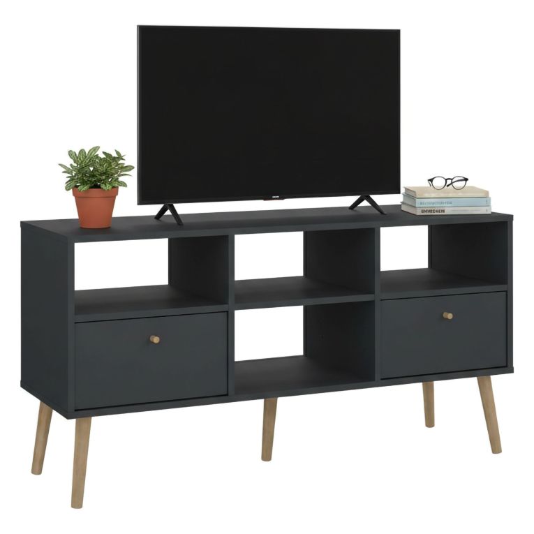 Porta TV grigio 117x39x60h cm in legno - Conte