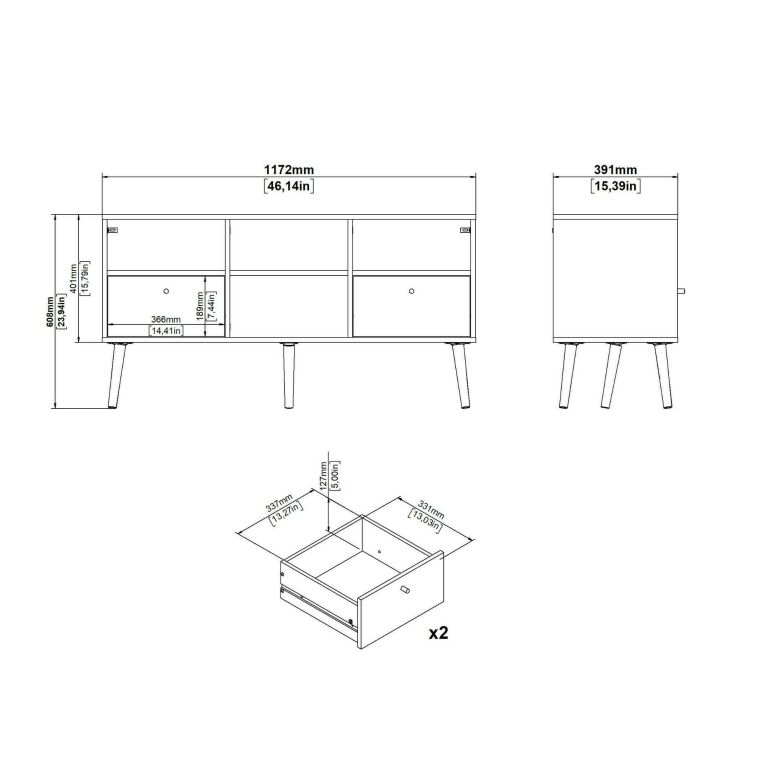 Porta TV grigio 117x39x60h cm in legno - Conte