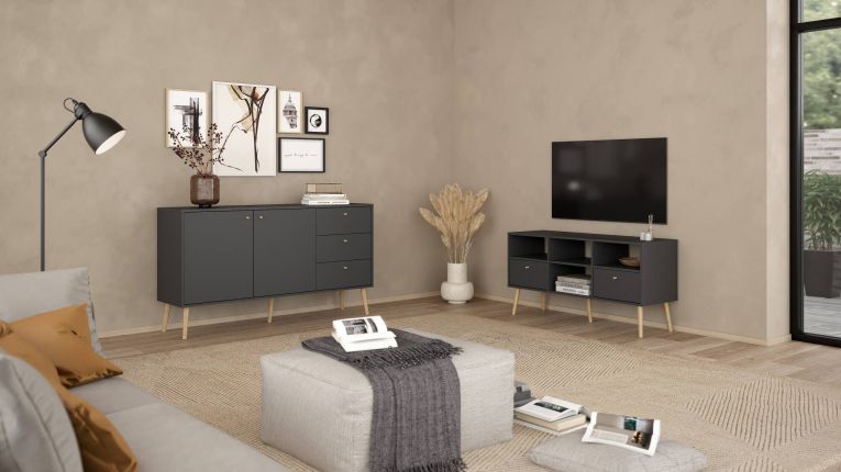 Porta TV grigio 117x39x60h cm in legno - Conte