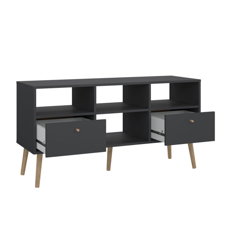 Porta TV grigio 117x39x60h cm in legno - Conte