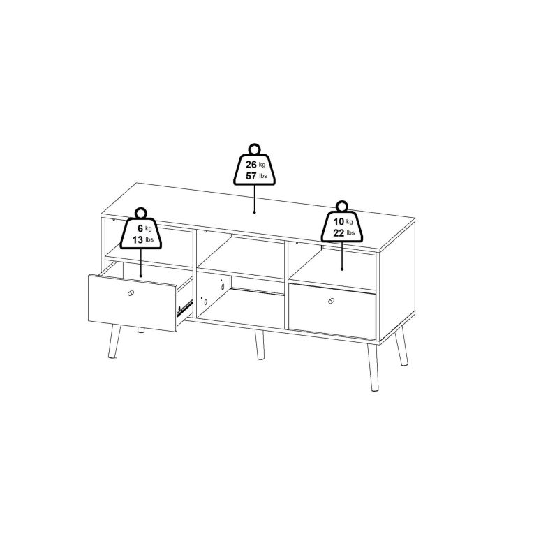Porta TV grigio 117x39x60h cm in legno - Conte