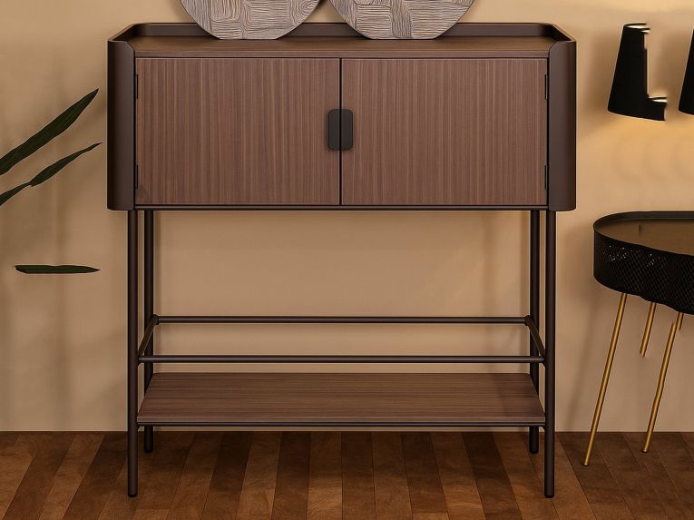 Porta TV grigio e marrone 100x42x110h cm 2 ante - Quilt