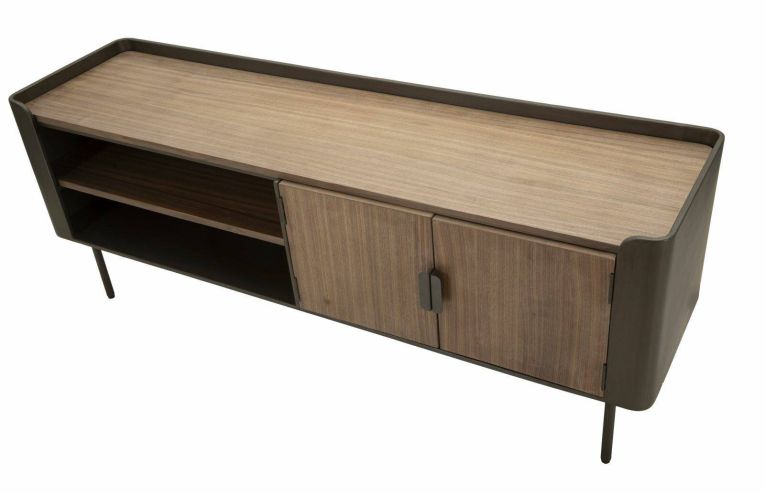 Porta TV grigio e marrone 150x42x58h cm 2 ante - Cannon