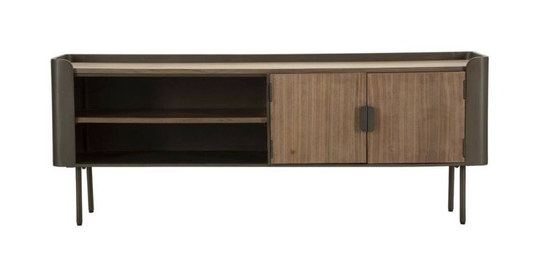 Porta TV grigio e marrone 150x42x58h cm 2 ante - Cannon