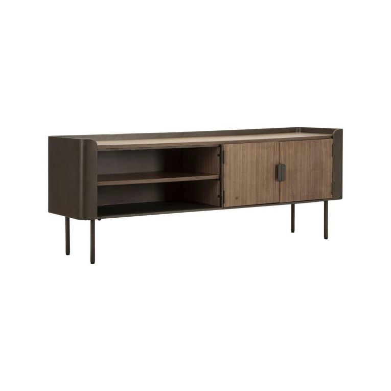 Porta TV grigio e marrone 150x42x58h cm 2 ante - Cannon