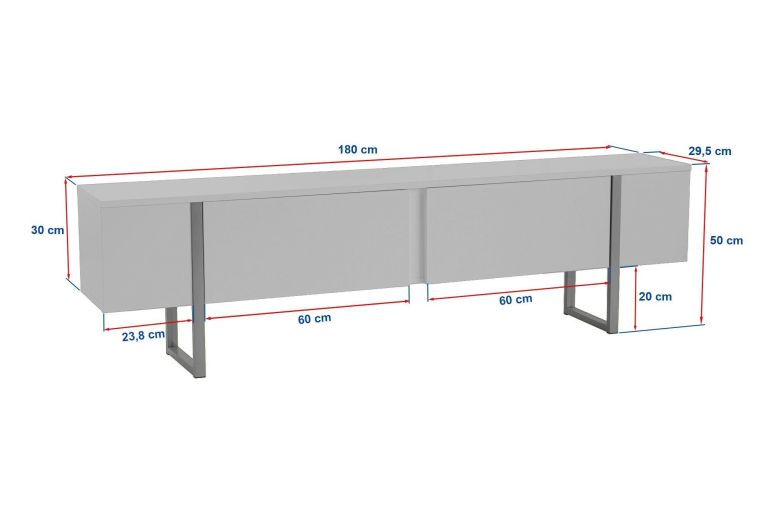 Porta TV marmo e nero 180x29x50h cm 2 ante - Lilith
