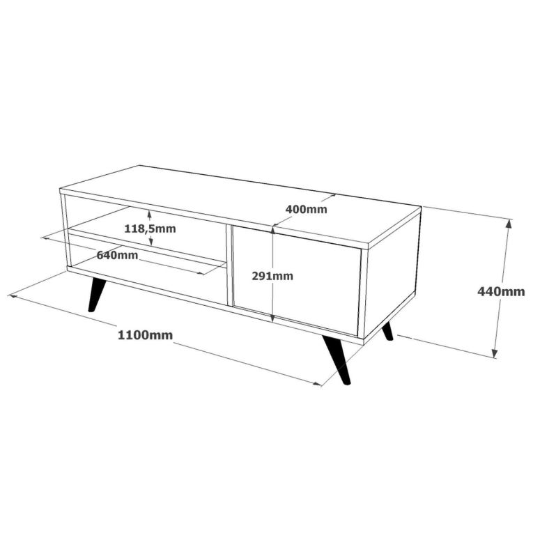 Porta TV nero 110x40x44h cm in legno - HuLanqi